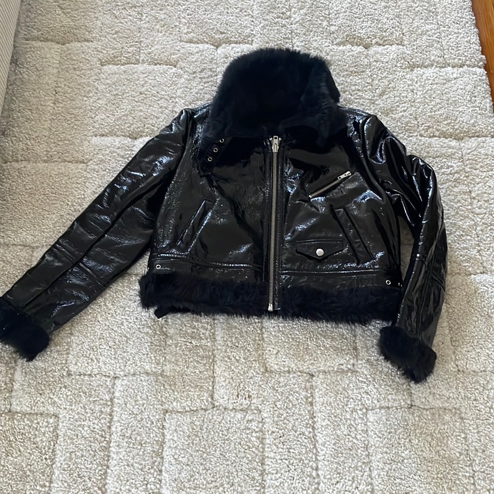 Womens patent black jacket